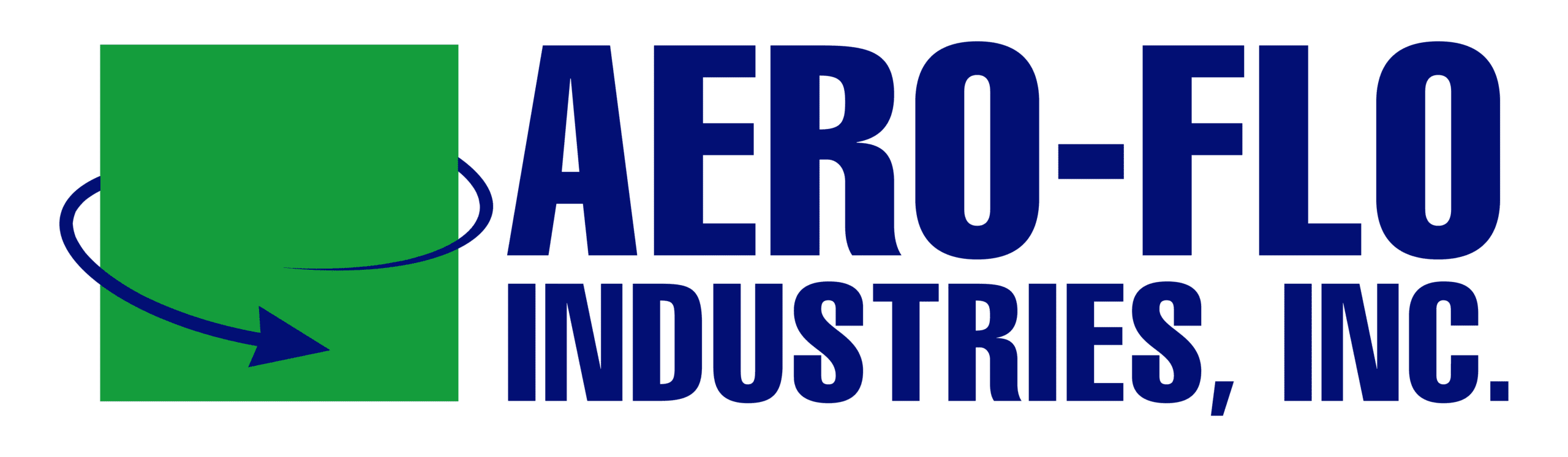 Aero-Flo Industries Inc logo with green square and blue arrow design